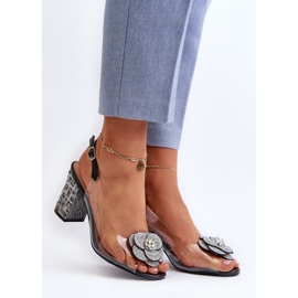 Transparente High Heel Sandalen mit Verzierungen S.Barski MR38-356 Schwarz farblos 1