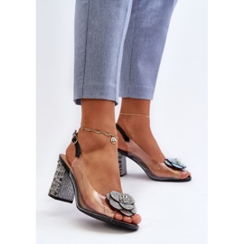 Transparente High Heel Sandalen mit Verzierungen S.Barski MR38-356 Schwarz farblos 2