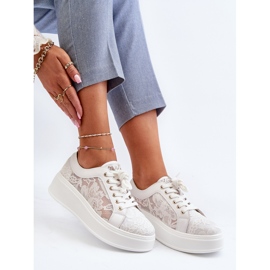 S.Barski Spitzen-Frauen-Spitzen-Sneaker auf der Plattform S. Barski Hy51-059 Weiß 1