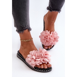 Damen-Flip-Flops mit Blumendekor, rosa Cellanen 4