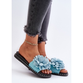 Damen-Flip-Flops mit Blumendekor, Blau Cellanen 2