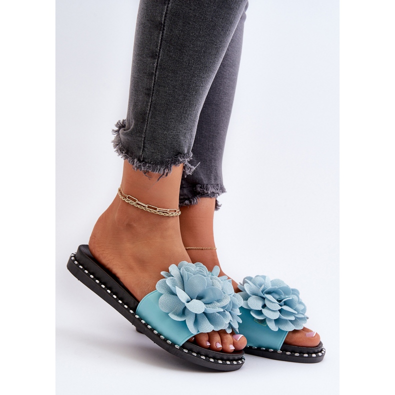 Damen-Flip-Flops mit Blumendekor, Blau Cellanen 2