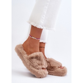 Beige Pelzhausschuhe für Damen Stepia 2