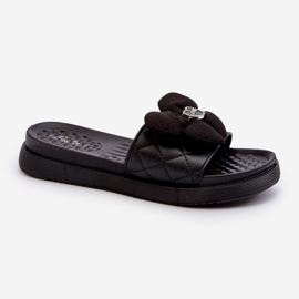 Damen-Flip-Flops mit Verzierung auf niedrigem Plateau, Black Cedrella schwarz 1