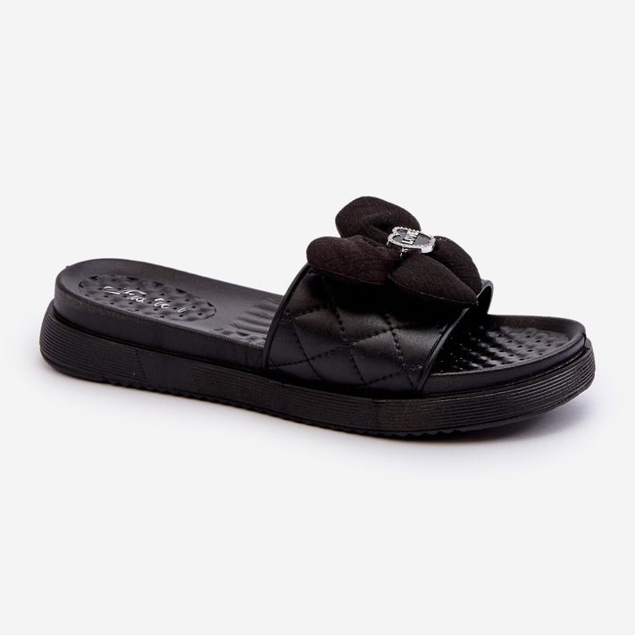 Damen-Flip-Flops mit Verzierung auf niedrigem Plateau, Black Cedrella schwarz 1