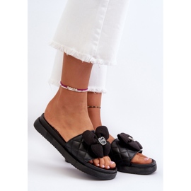 Damen-Flip-Flops mit Verzierung auf niedrigem Plateau, Black Cedrella schwarz 2
