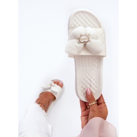 Weiße Cedrella-Damen-Flip-Flops mit Verzierung auf niedrigem Plateau 8