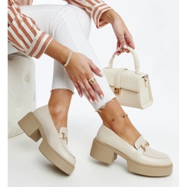 Beigefarbene Schuhe mit hohen Absätzen aus Öko-Leder von Vinceza 1