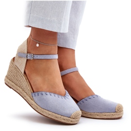 Joia Blaue Raylin Wildleder-Espadrille-Keilsandalen mit Flechten 4