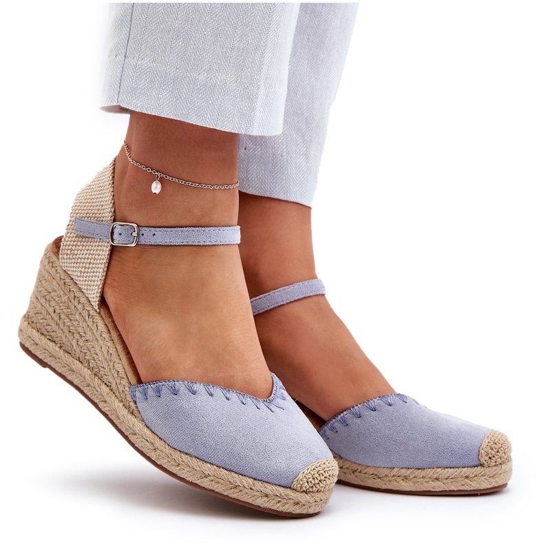 Joia Blaue Raylin Wildleder-Espadrille-Keilsandalen mit Flechten 4