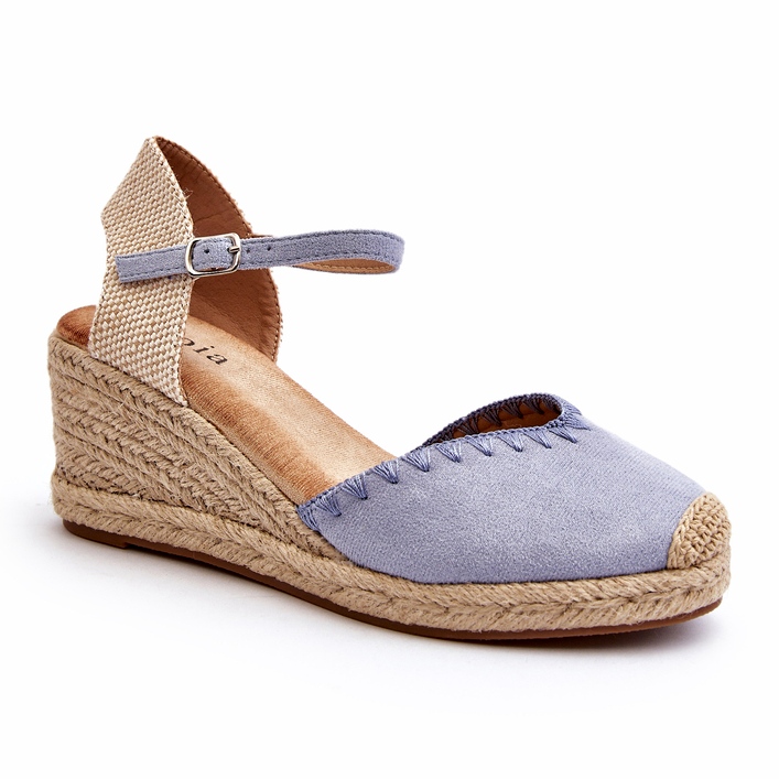 Joia Blaue Raylin Wildleder-Espadrille-Keilsandalen mit Flechten 1