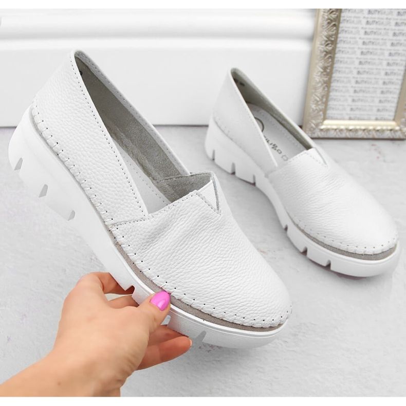 Slip-On-Keilschuhe für Damen aus Leder, weiß Filippo DP6161 1