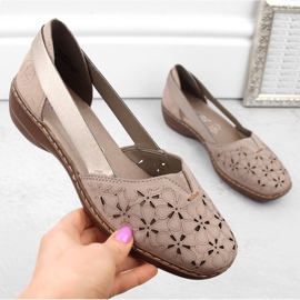 Bequeme Damen-Sommer-Slipper aus Leder, beige Rieker 41356-60 13