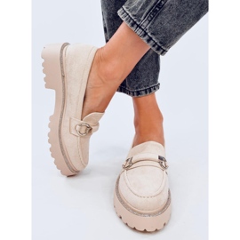 Sheady Mokassins aus beigem Wildleder mit hoher Sohle 1