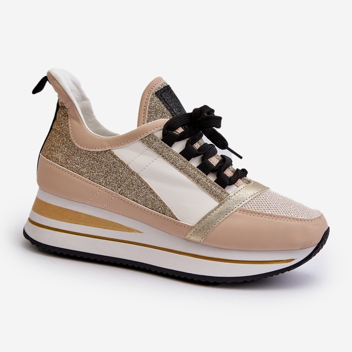 Keil- und Plateau-Sneaker für Damen mit Glitzer, Gold Rafani golden 1