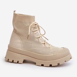 Damen-Sock-Slip-On-Stiefel Hellbeige Solime 2