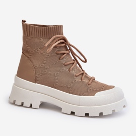 Damen-Sock-Slip-On-Stiefel Braun Solime 1