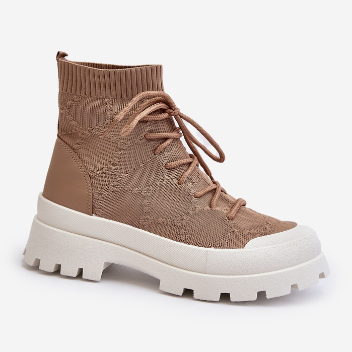 Damen-Sock-Slip-On-Stiefel Braun Solime 1