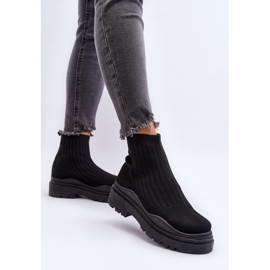 Schwarze Elipara Slip-On-Sockenstiefel für Damen mit massiver Sohle 4