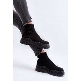 Schwarze Elipara Slip-On-Sockenstiefel für Damen mit massiver Sohle 6