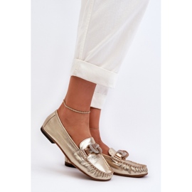 Damen-Ledermokassins mit Verzierung Laura Messi 2761 Gold golden 2