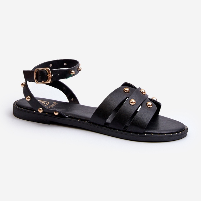 Ianaera verzierte flache Damensandalen in Schwarz 1