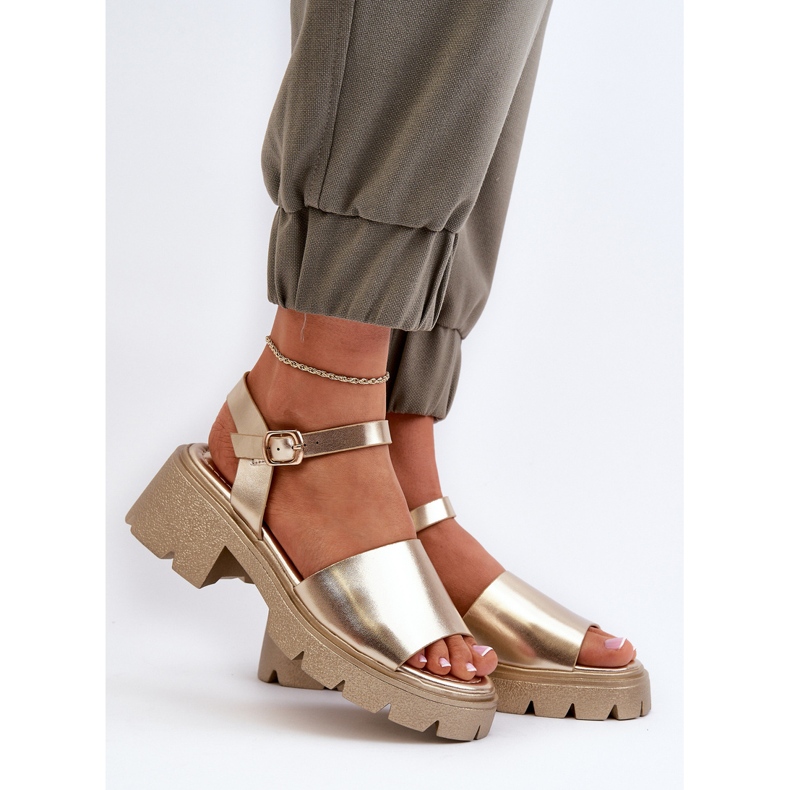 Damen-Sandalen mit klobigem Absatz, Gold Dottiassa golden 2