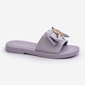 Lavendelfarbene Damen-Flip-Flops mit Schleife Arsicada lila 1