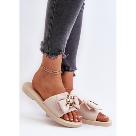 Damen-Flip-Flops mit Schleife Beige Arsicada 2