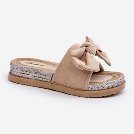Damen-Plateau-Flip-Flops mit Schleife, Beige Aflia 2