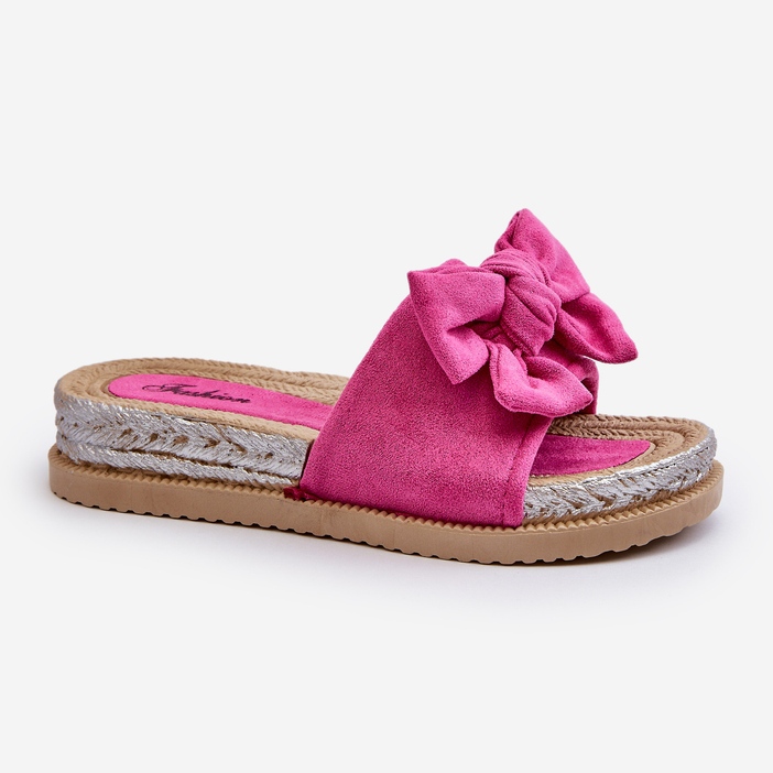 Damen-Plateau-Flip-Flops mit Schleife in Fuchsia Aflia rosa 1