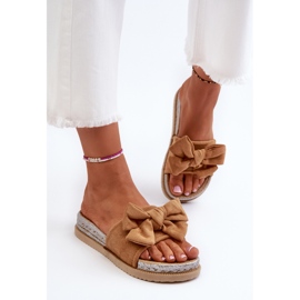 Camel Aflia Plateau-Flip-Flops für Damen mit Schleife braun 5