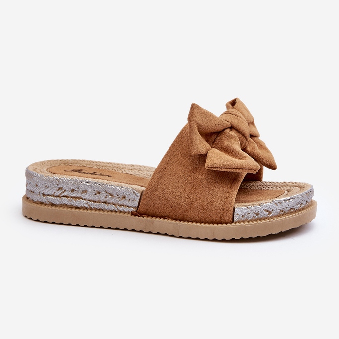 Camel Aflia Plateau-Flip-Flops für Damen mit Schleife braun 2