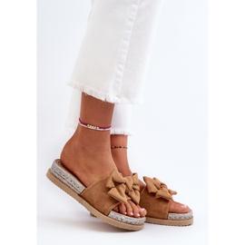 Camel Aflia Plateau-Flip-Flops für Damen mit Schleife braun 3