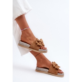 Camel Aflia Plateau-Flip-Flops für Damen mit Schleife braun 9