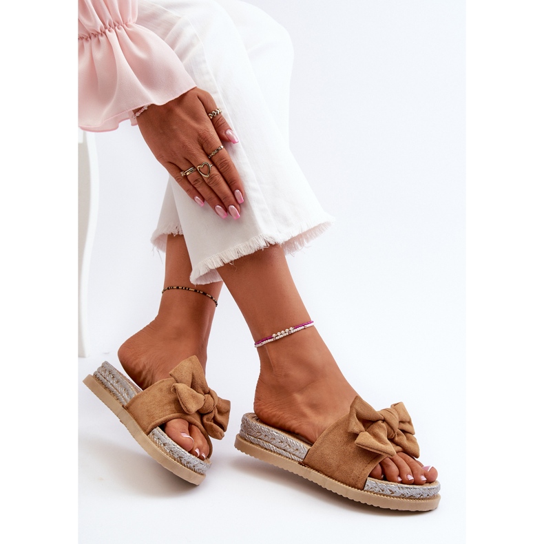 Camel Aflia Plateau-Flip-Flops für Damen mit Schleife braun 1