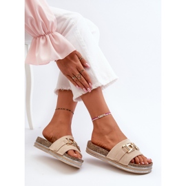 Damen-Plateau-Flip-Flops mit Verzierung, Beige Vapereta 1