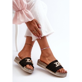 FK1 Damen-Plateau-Flip-Flops mit Verzierung, schwarzes Vapereta 1