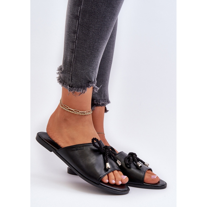Damen-Flip-Flops aus Öko-Leder Big Star NN274066 Schwarz 2