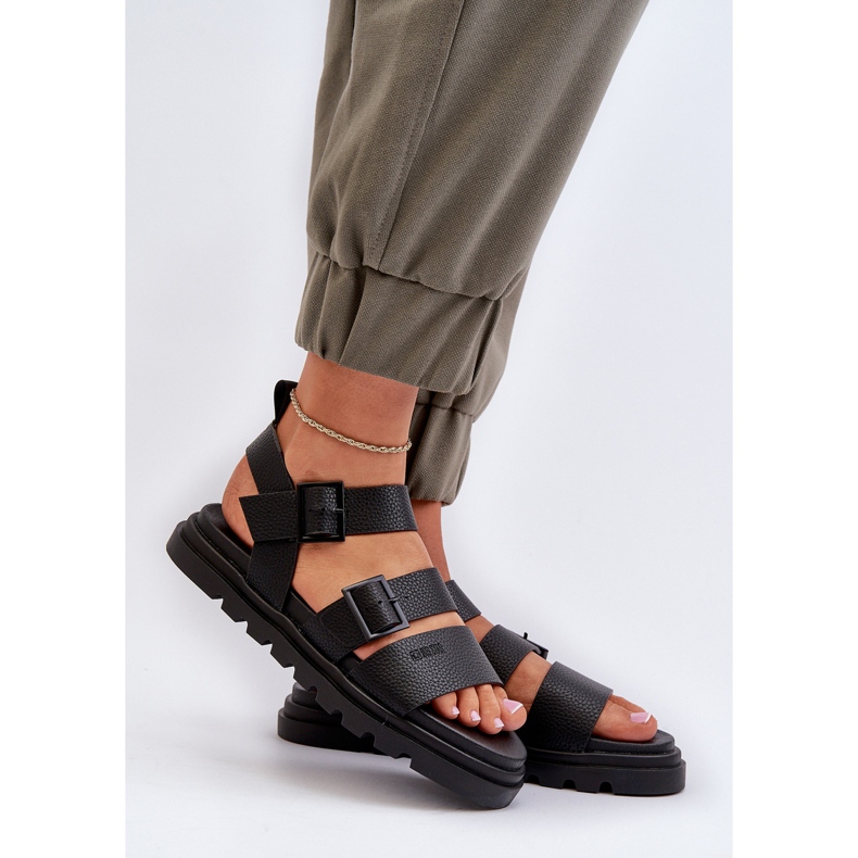 Damen-Sandalen aus Öko-Leder Big Star NN274065 Schwarz 2
