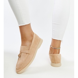 Beige Mokassins mit Metallanhänger von Fiorano 1