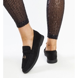 Schwarze Mokassins mit Metallanhänger von Fiorano 1