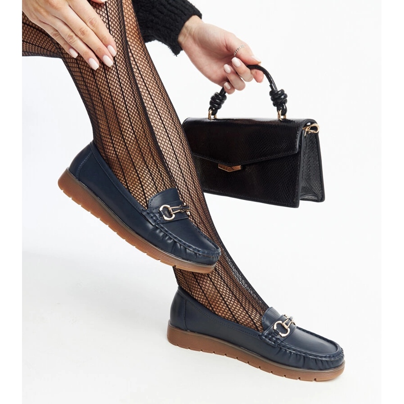 Marineblaue Mokassins mit Schnalle von Anisah 1