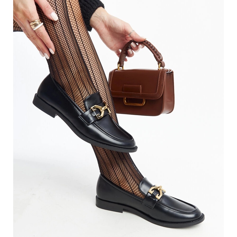 Lea schwarze Mokassins mit Schnalle 1