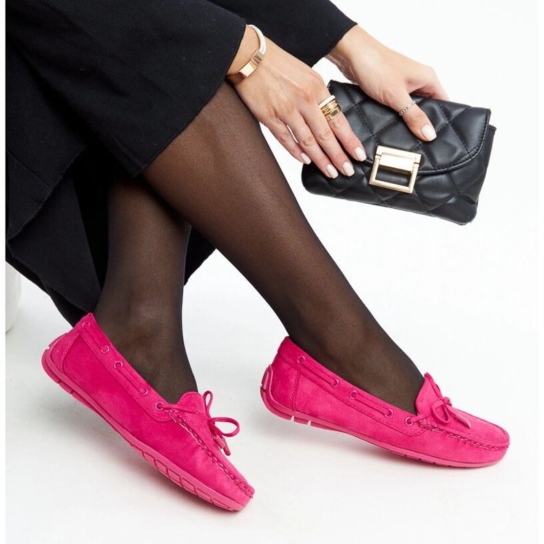 Dunkelrosa Mokassins mit Hayam-Schleife 1