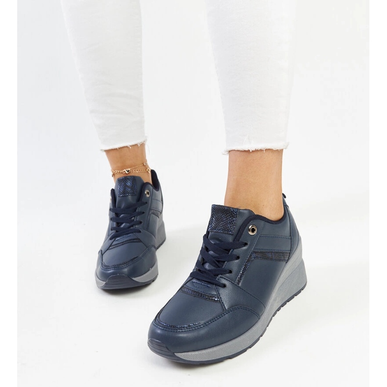 Marineblaue Cristel-Sneaker mit Keilabsatz 1