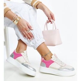 Weiß-rosa Sneaker mit dicker Rumai-Sohle 1