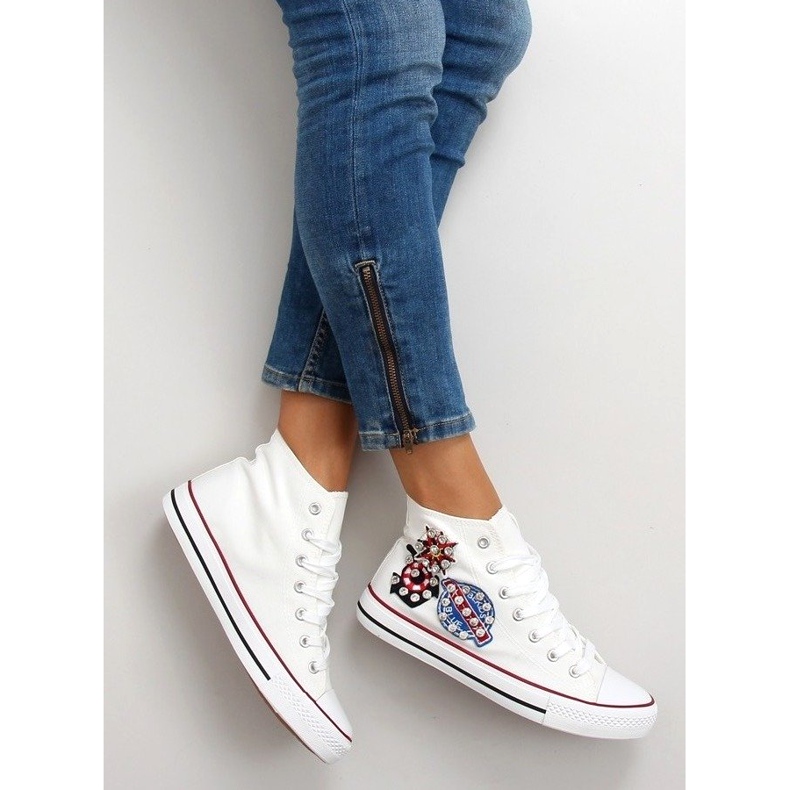 Ankle Sneakers mit Steinen BL101P Weiß 1
