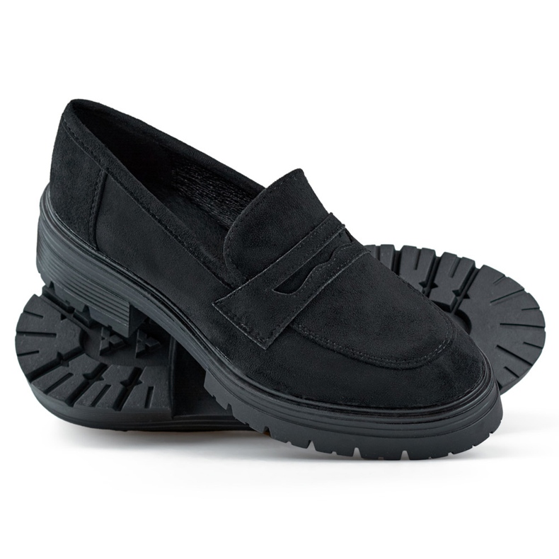 Schwarze Wildleder-Slipper für Damen, schwarze Slipper 1