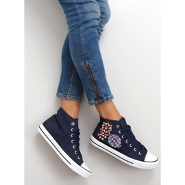 High-Top-Sneakers mit Steinen BL101P Navy marineblau 1